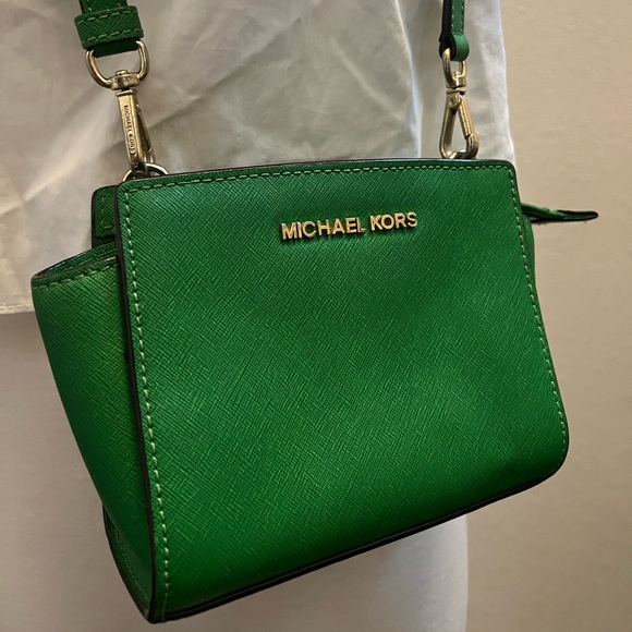 Michael Kors Bags Michael Kors Green Saffiano Leather Mini Crossbody Poshmark